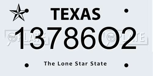 13786O2 Texas License Plate