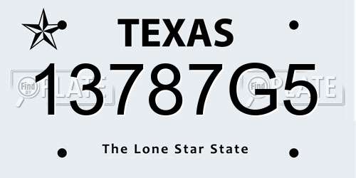 13787G5 Texas License Plate