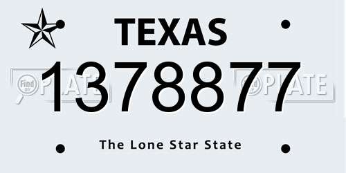 1378877 Texas License Plate