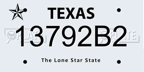13792B2 Texas License Plate