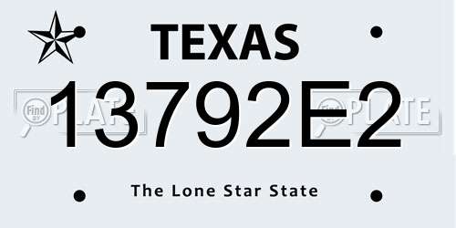 13792E2 Texas License Plate