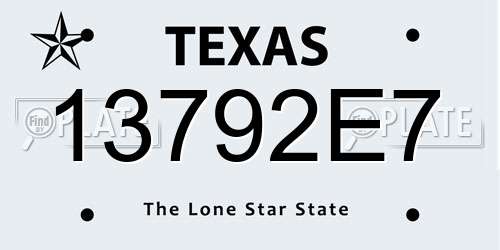 13792E7 Texas License Plate