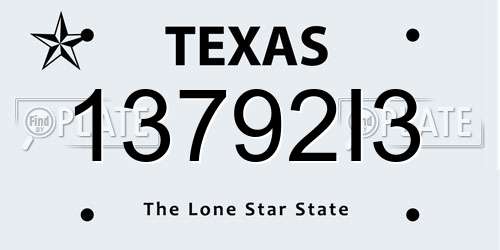 13792I3 Texas License Plate