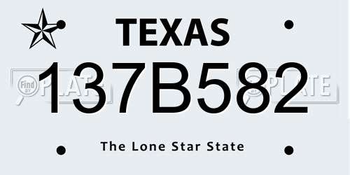 137B582 Texas License Plate