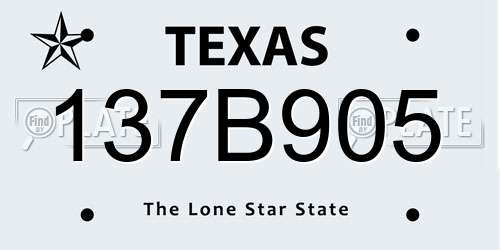 137B905 Texas License Plate