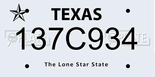 137C934 Texas License Plate