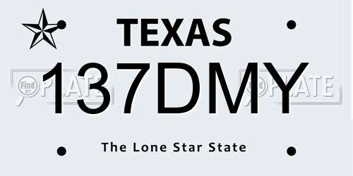 137DMY Texas License Plate