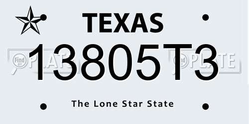 13805T3 Texas License Plate