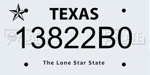 13822B0 Texas License Plate