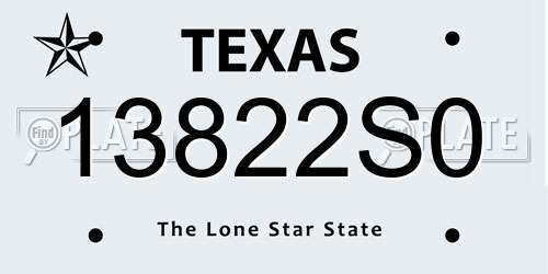13822S0 Texas License Plate