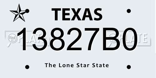 13827B0 Texas License Plate