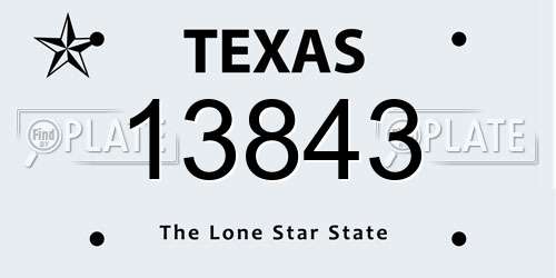 13843 Texas License Plate
