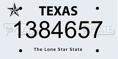 1384657 Texas License Plate