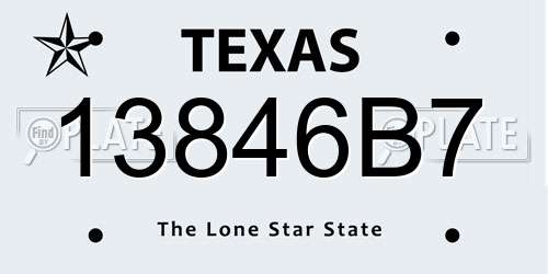 13846B7 Texas License Plate