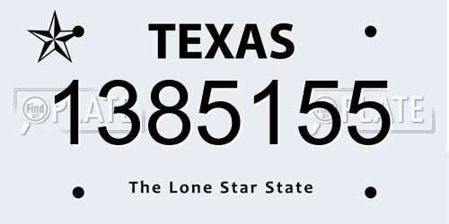 1385155 Texas License Plate