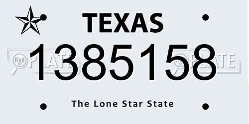 1385158 Texas License Plate