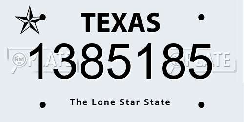 1385185 Texas License Plate