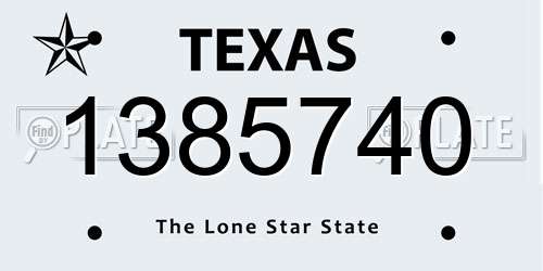 1385740 Texas License Plate