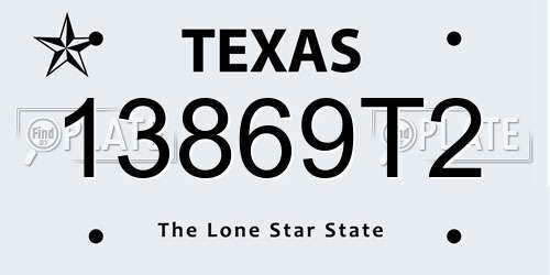 13869T2 Texas License Plate
