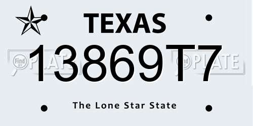 13869T7 Texas License Plate