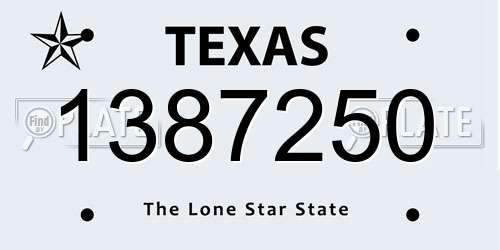1387250 Texas License Plate