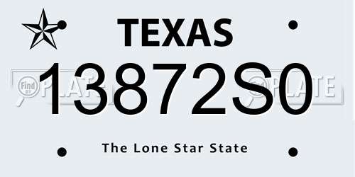 13872S0 Texas License Plate