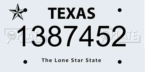 1387452 Texas License Plate