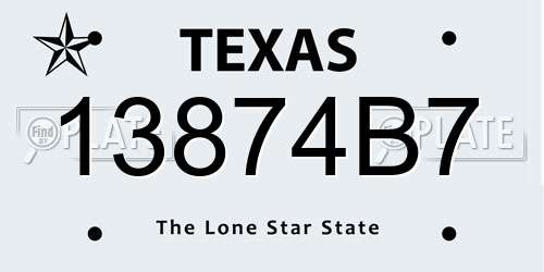 13874B7 Texas License Plate