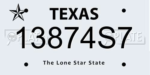 13874S7 Texas License Plate