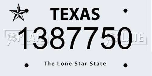 1387750 Texas License Plate