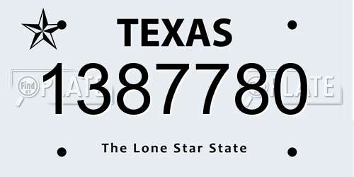 1387780 Texas License Plate