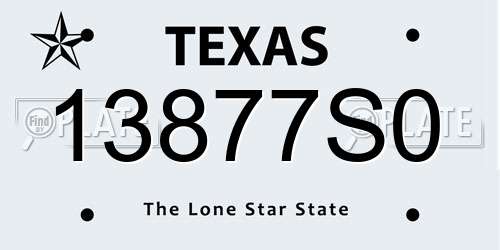 13877S0 Texas License Plate
