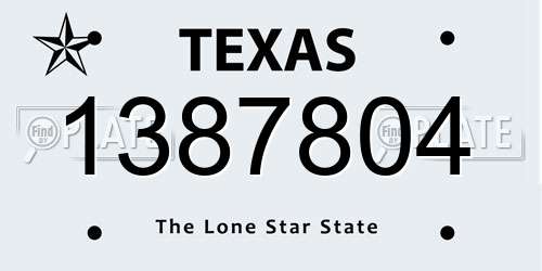 1387804 Texas License Plate