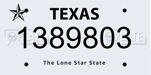 1389803 Texas License Plate