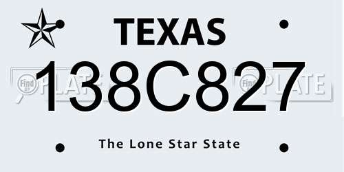 138C827 Texas License Plate