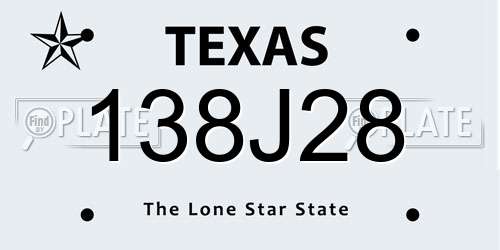 138J28 Texas License Plate