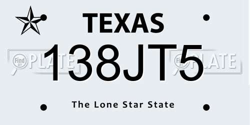 138JT5 Texas License Plate
