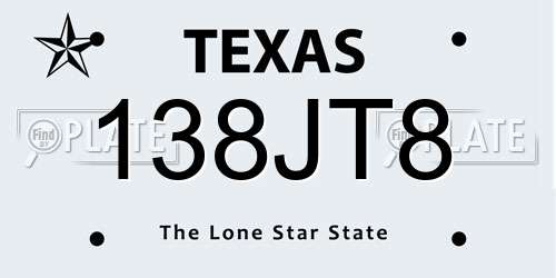 138JT8 Texas License Plate