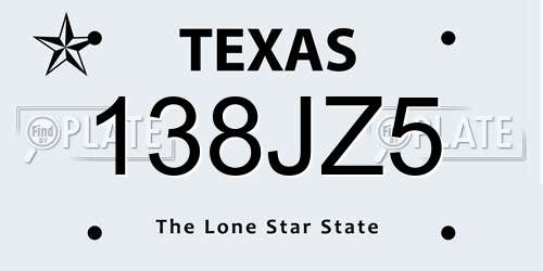 138JZ5 Texas License Plate