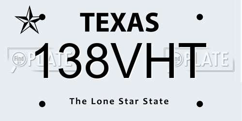 138VHT Texas License Plate