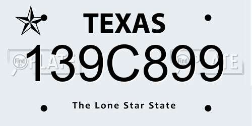 139C899 Texas License Plate