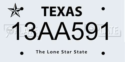 13AA591 Texas License Plate