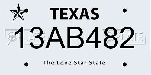 13AB482 Texas License Plate