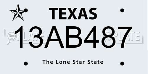 13AB487 Texas License Plate