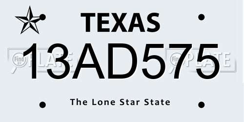 13AD575 Texas License Plate