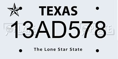 13AD578 Texas License Plate