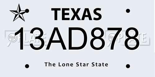 13AD878 Texas License Plate