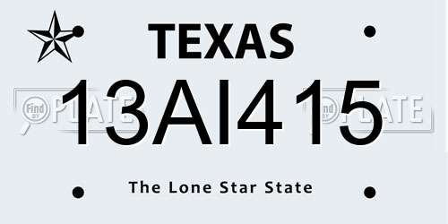 13AI415 Texas License Plate