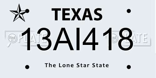 13AI418 Texas License Plate
