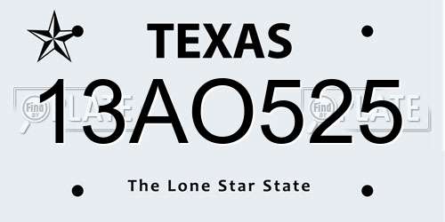 13AO525 Texas License Plate